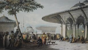 J. Brindesi After Schultzseven coloured lithographs,Views and people of Constantinople,14.75 x 19.