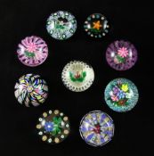 Eight Selkirk limited edition glass paperweights, c.1996-1999, including three unique lampwork
