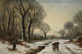 A. Pieterspair of oils on canvas,Dutch winter landscapes,signed,20 x 28in.