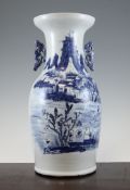 A Chinese blue and white baluster vase, early to mid 20th century, painted with figures amid