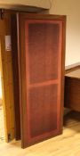 A Victorian mahogany four fold screen, inset with red linen panels, 6ft x 9ft 3in.