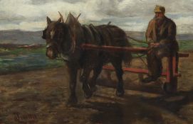 Robert Smellie (1908-)oil on canvas,Cart horse on a lane,signed,12 x 16in.