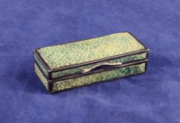 A late Victorian silver and shagreen mounted snuff box, of rectangular form, W.J.B, London, 1896,