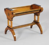 An Edwardian rosewood crossbanded and inlaid satinwood trough, of small proportions, on crescent end