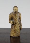 A 19th century carved marine ivory figure of an oriental gentleman, 4in.