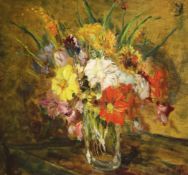 John Falconer Slater (1857-1937)oil on board,Still life of flowers in a glass vase,signed,15.5 x