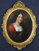 William Crawford (1825-1869)oil on wooden panel,Portrait of Miss Mucklaw,signed and dated 1851,17