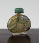 A Chinese inside painted glass snuff bottle, of flattened oval form, finely painted with sages and