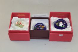 Six Perthshire Christmas limited edition glass paperweights, 1996-2001, all decorated with