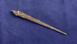 A modern Italian silver letter opener, by Bulgari, with terminal modelled as a cockatoo, 4.75in.