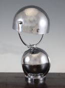 A chrome adjustable desk lamp attributed to Edouard Wilfrid Buquet, `Double ball lamp`,