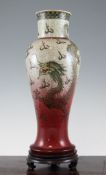 A large Chinese famille verte and flambe glazed `dragon` vase, late 19th/early 20th century, of