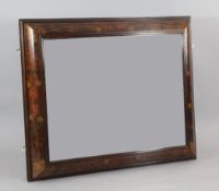 A 19th century Dutch marquetry inlaid walnut cushion frame mirror, with bevelled plate 3ft 4in. x