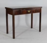 A Waring & Gillow mahogany tea table, with drawer, on moulded square legs, 2ft 7in. x 3ft 3in. x 1ft