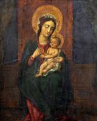 17th century Italian Schooloil on wooden panel,Virgin and child,17 x 14in.