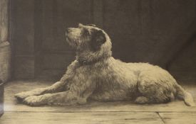 Herbert Dicksee (1862-1942)etching,Dog awaiting his master`s return,signed in pencil and
