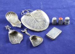 A George III silver caddy spoon, with scallop shaped bowl and bright cut engraved handle, Charles