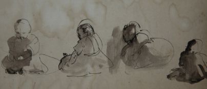 18th / 19th century Continental Schoolpen, ink and wash,Four studies of a baby,Unframed; 7 x 14.