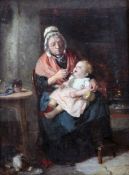 William Hemsley (1819-1893)oil on canvas,`The Grandmother`,signed and titled verso,8 x 6in.