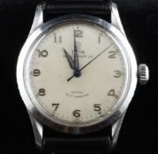 A gentleman`s 1950`s steel Tudor Oyster-Prince 34 automatic wrist watch, with Arabic dial, with