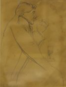 Duncan Grant (1885-1978)pencil drawing,Figure in a cafe, Paris 1906, sketch of hatted gentleman