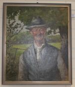 J. Morrish Woodruffeoil on canvas,Portrait of a gentleman farmer,signed,30 x 25in.