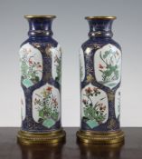A pair of Samson famille verte porcelain and ormolu mounted vases, late 19th century, painted in