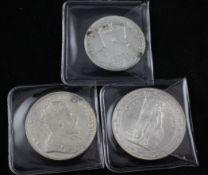 Three British Trade silver One Dollars; 1899 (EF), two inscribed `Straits Settlements`, 1903 and