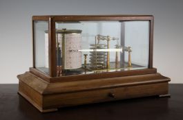 A James Sinclair & Coy Ltd walnut barograph, with base drawer, 14in.