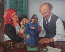 Albert Janesch (Austrian, 1889-1973)oil on canvas,`The Puppet Maker`,signed and dated Vienna 1954,