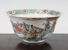 A Chinese famille verte deep bowl, Guangxu period, painted with figures on horseback with nobleman