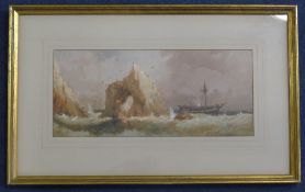 Richard Henry Nibbs (1816-1893)pair of watercolours,Shipping off a rocky shore,signed, one dated