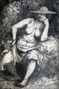 Augustus John (1878-1961)etching,Seated female nude,signed in pencil,5.5 x 3.5in.