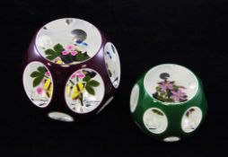 Two Perthshire double overlay floral bouquet paperweights, c.1995-98, model no.s F95 and B98 from