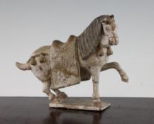 A Chinese painted pottery horse figure, possibly Tang Dynasty, 8in. - a.f.