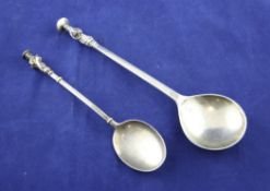 An early 19th century continental seal top spoon, Wiborg mark? 7.5in, together with one other seal