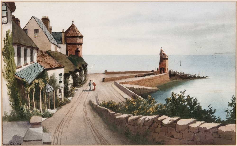 HARRY FRIER (1849-1919) Lynmouth Watercolour, signed and dated 1917 24.5 x 40 cms