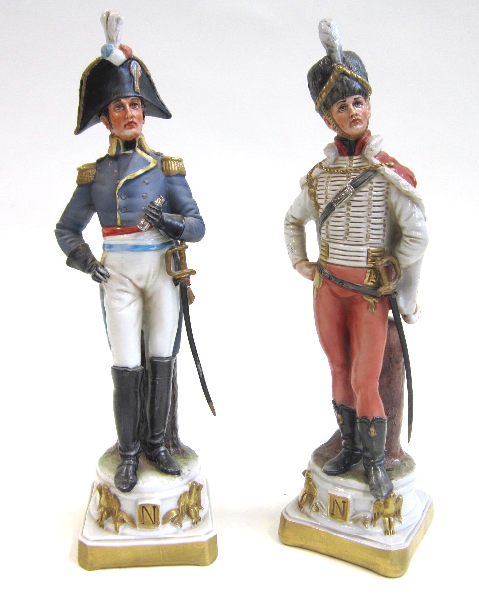 A 20th Century Capodimonte porcelain Figure of Napoleon; and another of a Napoleonic Soldier (2). 30