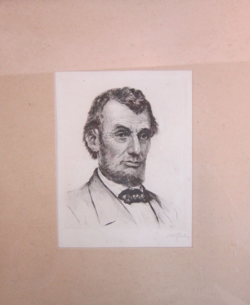 WILHELM PECH Portrait of Abraham Lincoln Etching Signed in pencil to the margin Plate size 11.5 x