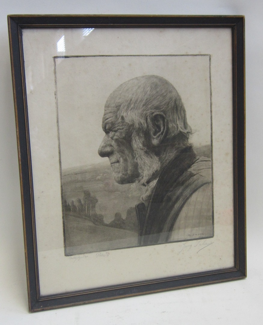 GEORG JAHN (GERMAN 1869-1941) Profile study of a man Etching, signed in the plate and signed and