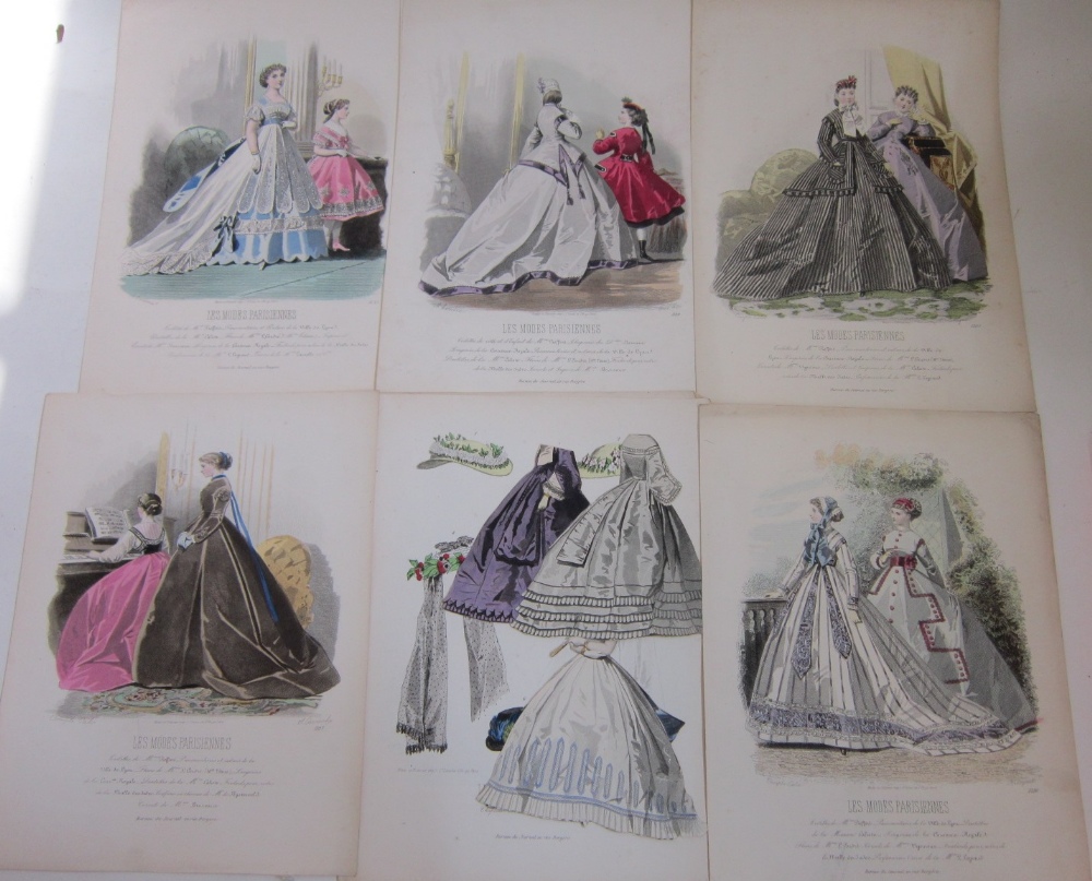 A group of 19 unframed 19th Century Fashion Illustrations, mostly titled Les Modes Parisiennes