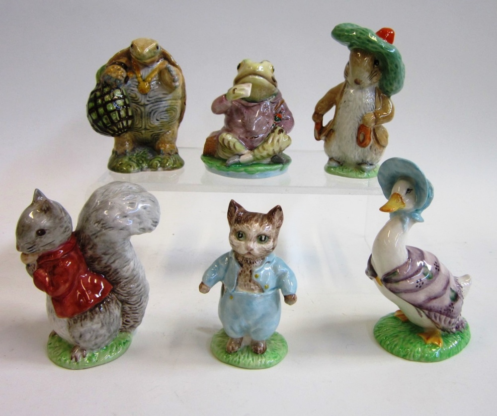 Beatrix Potter Figures: Timmy Tiptoes, Jeremy Fisher, Jemima Puddleduck, Benjamin Bunny, Tom Kitten,