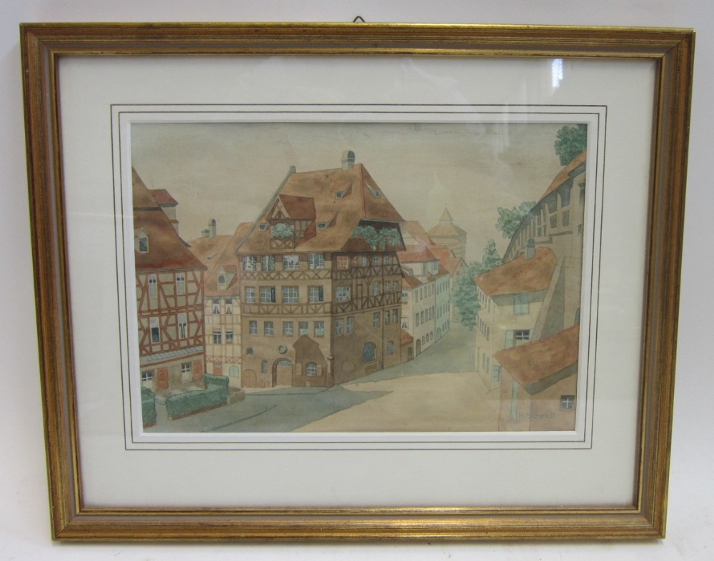 H SCHMIDT, CIRCA 1900 Albrecht Durer`s House, Nuremberg Pencil and watercolour, signed lower