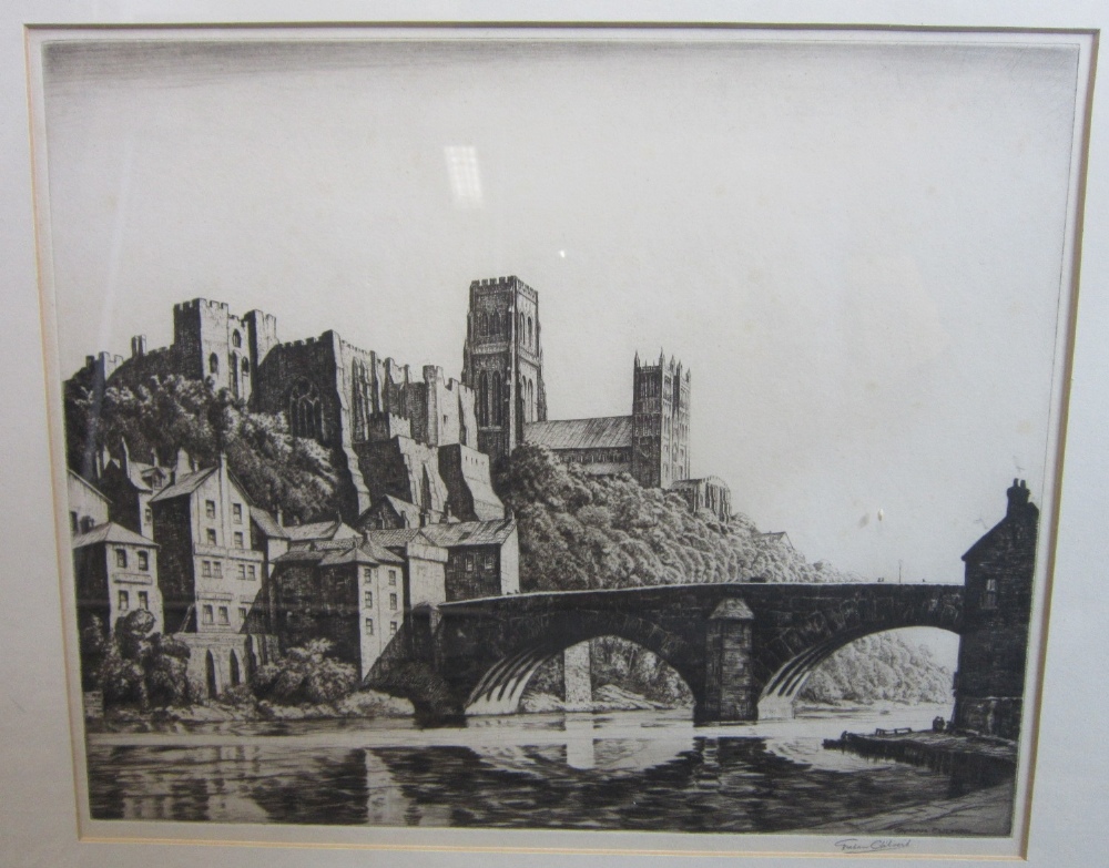 GRAHAM CLILVERD (b. circa 1886) A Continental riverside town Etching, signed in pencil 27.5 x 34 cms