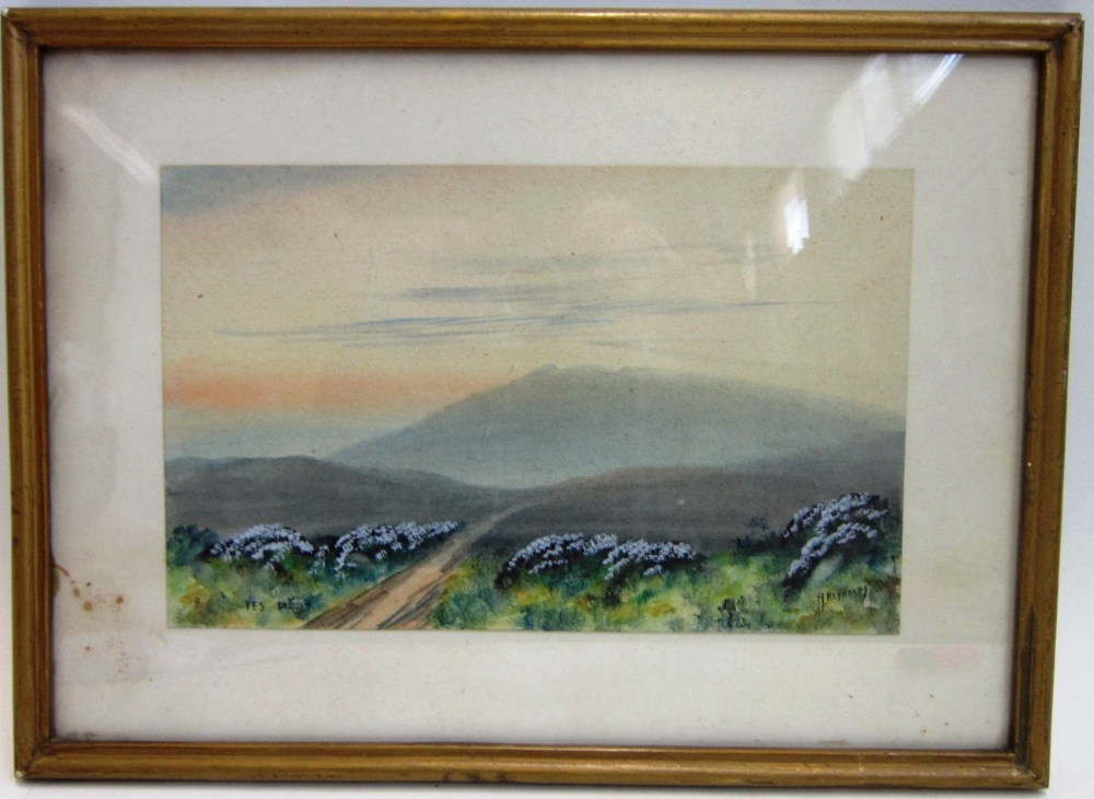 FRED W GARD A rocky coastline Watercolour, signed; Together with H. Reynolds, `Yes Tor` Dartmoor