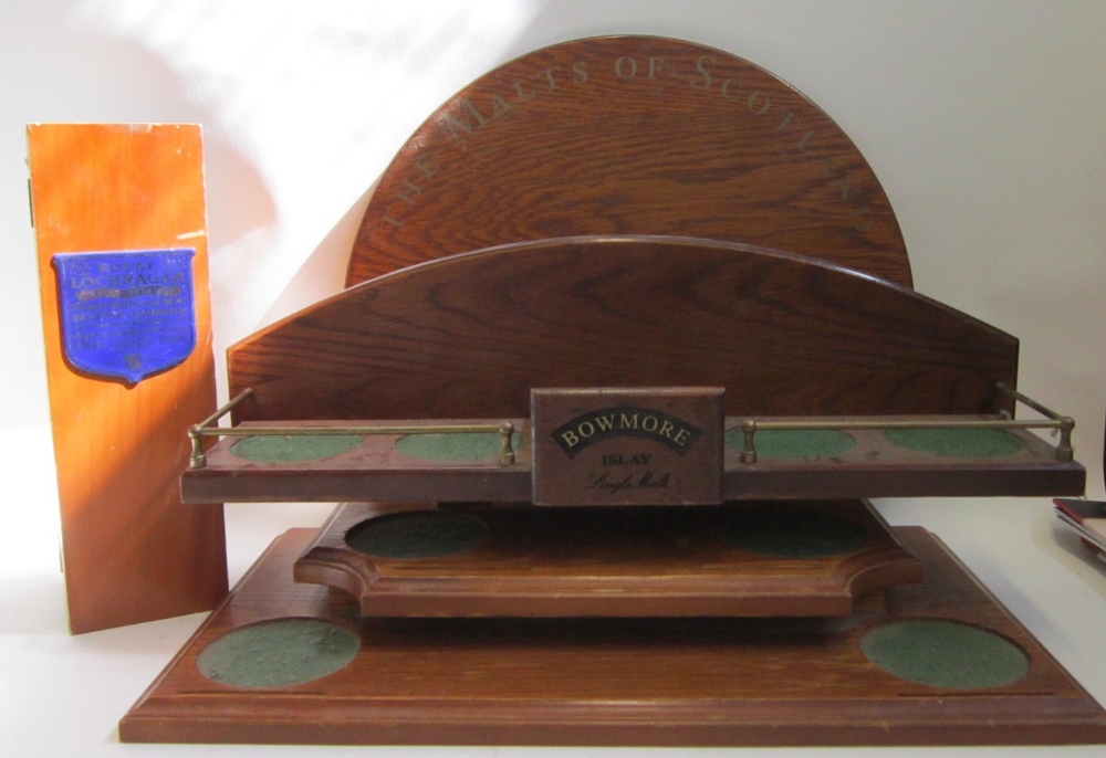 Two Scottish Malt Whiskey Display Stands; a Royal Lochnagar Box; and a Jack Daniels Lighter and