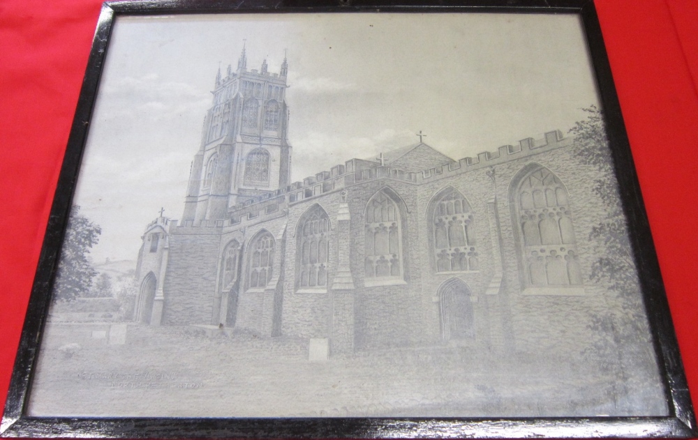 H CAVANAGH St Mary The Virgin, North Petherton Pencil, signed and titled 37 x 44.5 cms