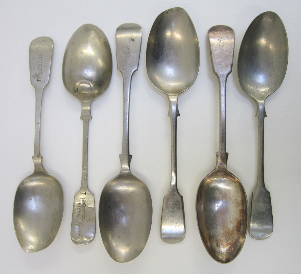 Collection of early Military plated Spoons, 1 Wilkinson & Sons, Birmingham stamped WHW, RM, 1041, CH