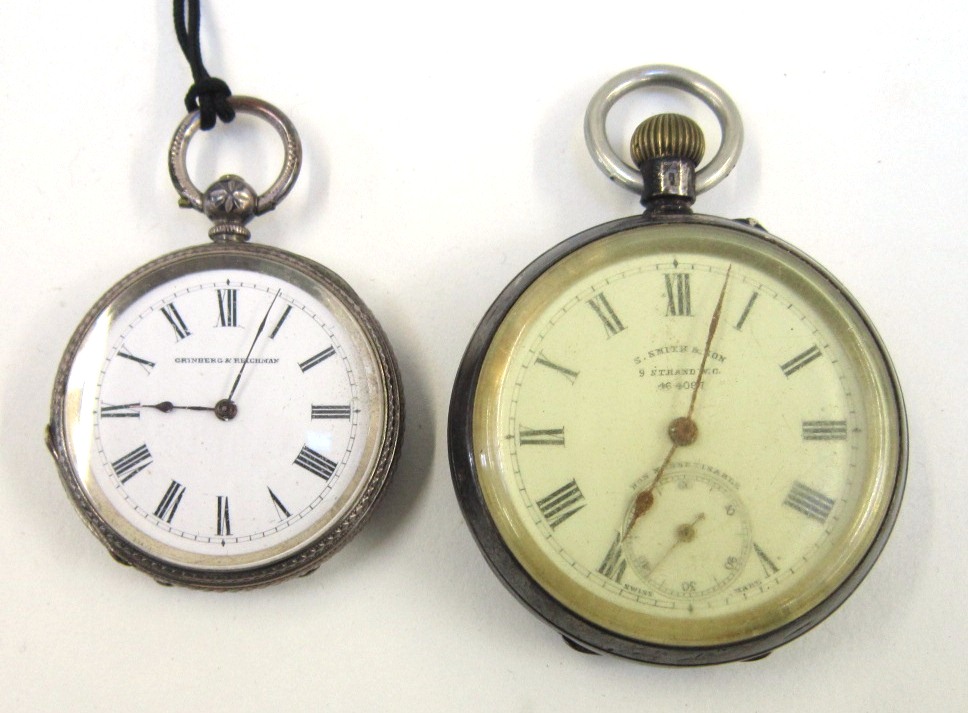 Two silver cased Continental open face Pocket Watches (2)
