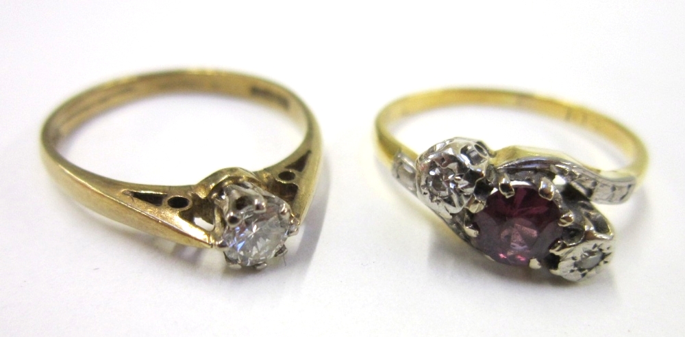 Two 9ct gold and diamond set Rings (2)